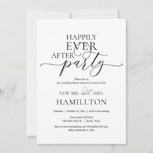 Convite Jantar e Festa de Casamento Felizes para Sempre