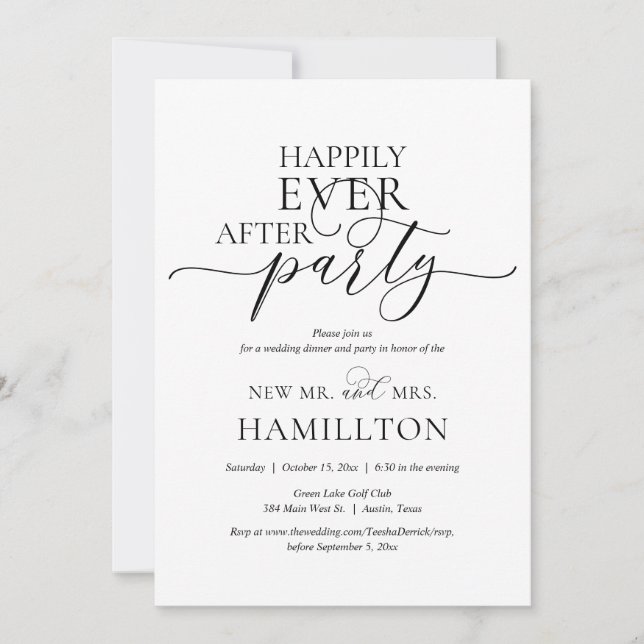 Convite Jantar e Festa de Casamento Felizes para Sempre (Frente)