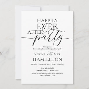 Convite Jantar e Festa de Casamento Felizes para Sempre Co