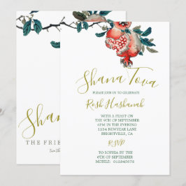 Convite Jantar Elegante de Ano Novo Rosh Hashaná Romã