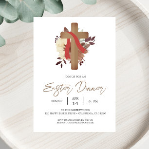 Convite Jantar Floral Cruz Cristã de Primavera Páscoa