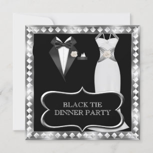 Convite Jantar Formal de Gala Preto e Branco Hollywood