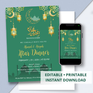 Convite Jantar Iftar de Luxo na Mesquita Verde Esmeralda e