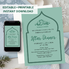 Convite Jantar Iftar do Arco da Mesquita Verde Tradicional
