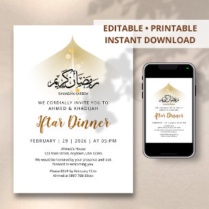 Convite Jantar Iftar Luz Divina & Brilho Celestial
