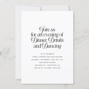 Convite Jantar Minimalista, Bebidas e Dança 