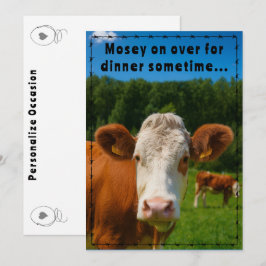 Convite Jantar Mosey On Over Estilo Fazenda Vaca Country R