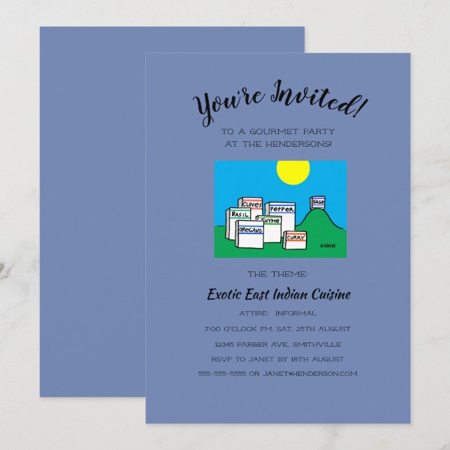 Convite Jantar ou Almoço Divertido para Gourmet Festa de D (Frente/Verso)