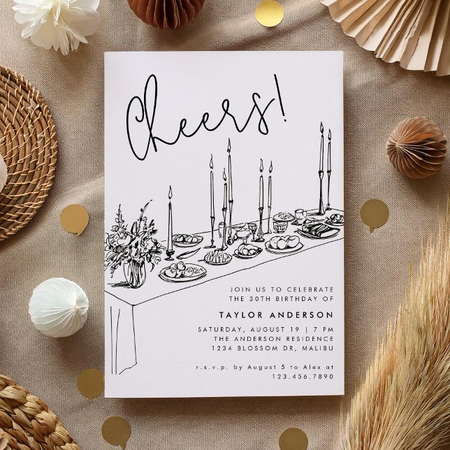 Convite Jantar Parte aniversário de 30 anos de Desenho de  (Criador carregado)