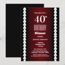 Janto aniversário de 40 anos Moderno Burgundy