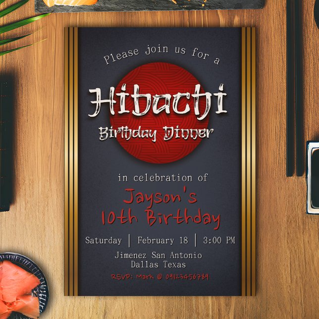 Convite Janto Birthday Hibachi (Hibachi Birthday Dinner Invitation)