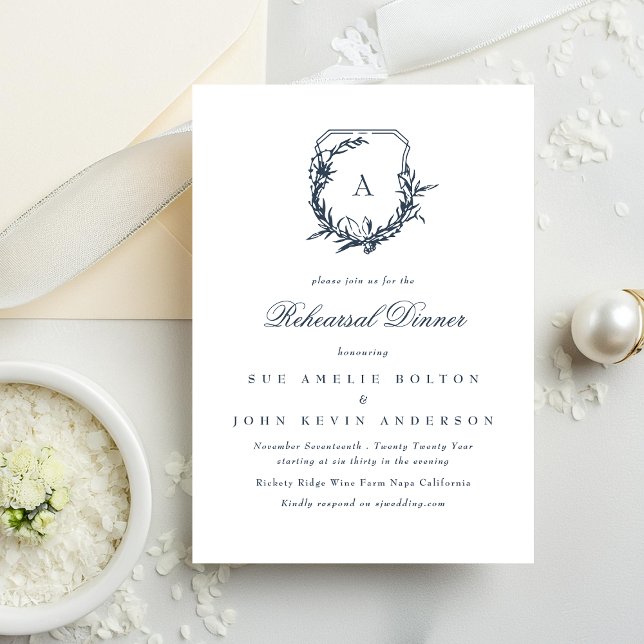 Convite janto clássico de ensaio da crista do monograma az (Criador carregado)