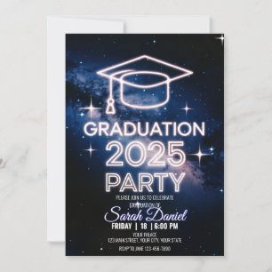 Convite Janto Cósmico Personalizado - Graduação Escuro Azu