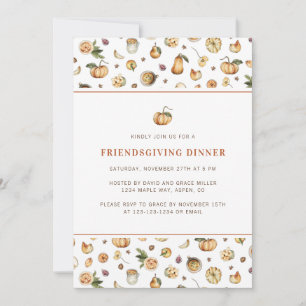 Convite Janto de Ação de Amizade Queda Pumpkin Ação de