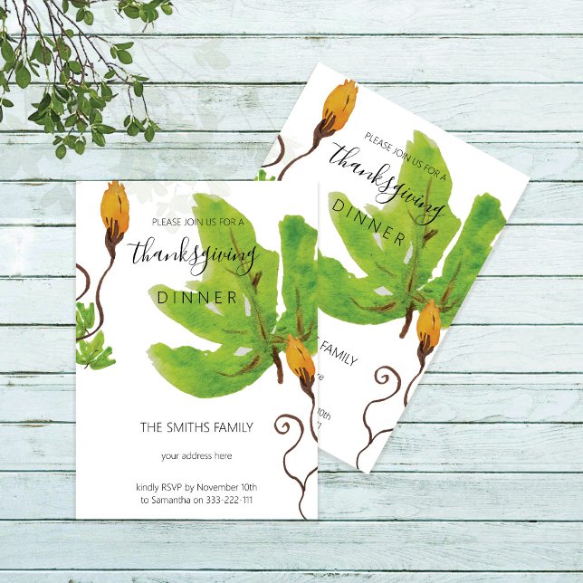 Convite Janto de Ação de Graças Aquarela Pumpkin (Criador carregado)