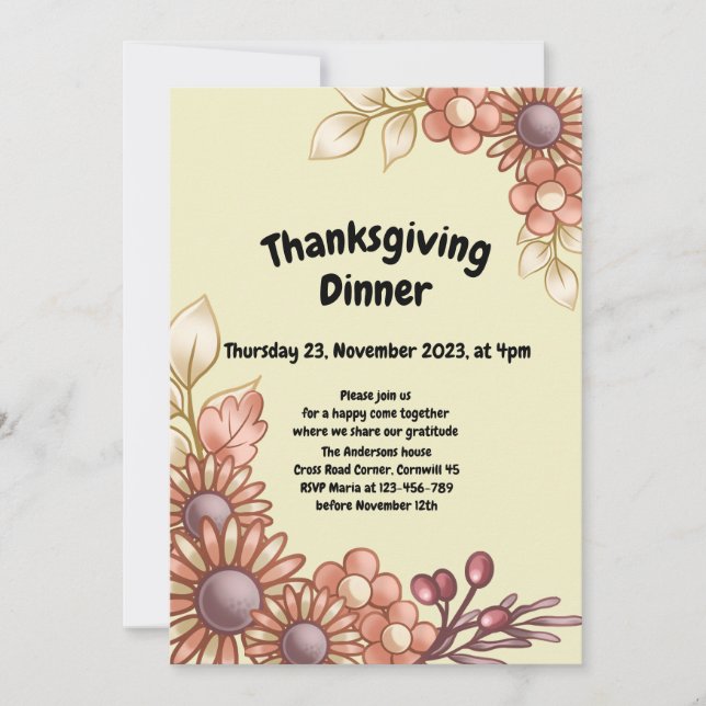 Convite Janto de Ação de Graças Boho earthy (Frente)