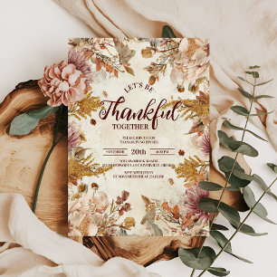 Convite Janto de Ação de Graças Boho Wildflower Harvest