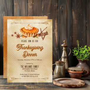 Convite Janto de Ação de Graças da Pumpkin Rustic Country 