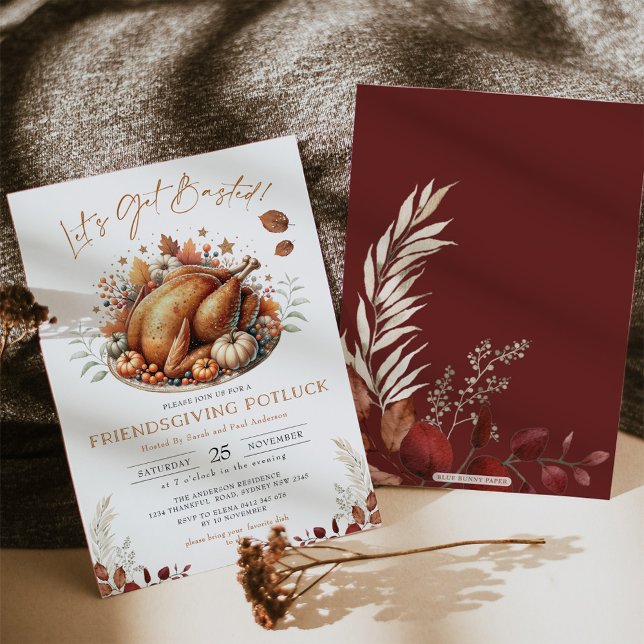 Convite Janto de Ação de Graças de Amizade Potluck Fall (Criador carregado)