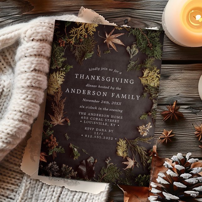 Convite Janto de Ação de Graças de Folhagem Botânica Elega (Criador carregado)