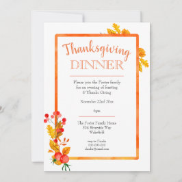 Convite Janto de Ação de Graças de Folhas e Berries