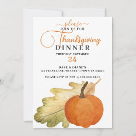 Convite Janto de Ação de Graças de Oak Leaf & Pumpkin Conv