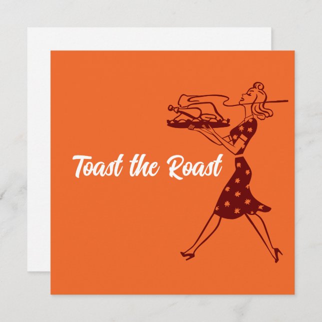 Convite Janto de Ação de Graças de Orange Retro (Frente/Verso)