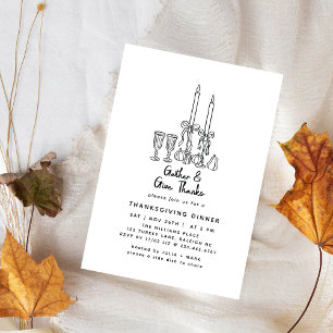 Convite Janto de Ação de Graças Desenrolado Mínimo Queda