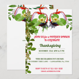 Convite Janto de Ação de Graças do Elegante White Lotus Pu