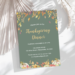Convite Janto de Ação de Graças Elegante Fall Sage