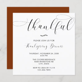 Convite Janto de Ação de Graças Elegante - Simples Script