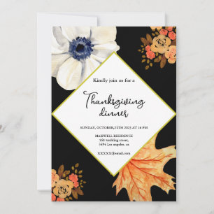 Convite Janto de Ação de Graças, Fall Floral Elegante