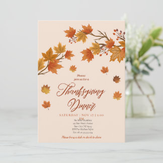 Convite Janto de Ação de Graças Moderno Floral Pumpkin