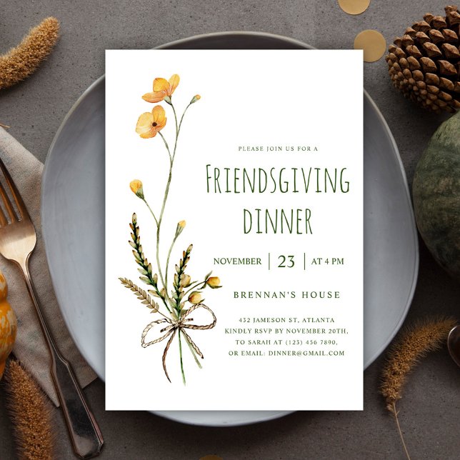 Convite Janto de Ação de Graças Moderno Único (Thanksgiving Unique Modern Friendsgiving Dinner Invitation)