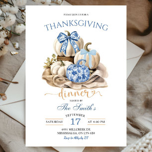 Convite Janto de Ação de Graças Pumpkin Chinoiserie