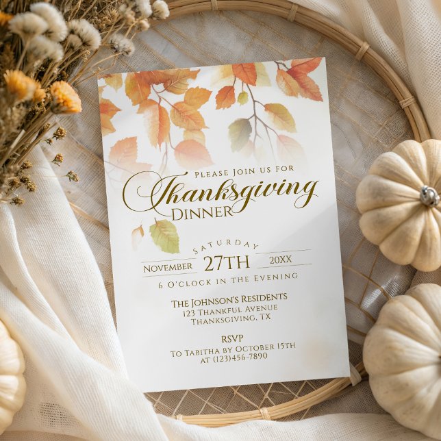 Convite Janto de Ação de Graças Russo de Folhas (Criador carregado)