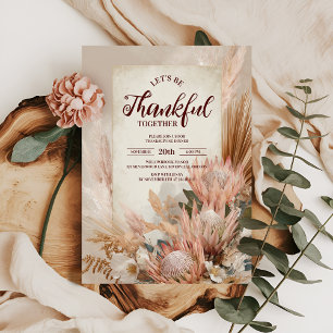 Convite Janto de Ação de Graças Rustic Protea Bloom