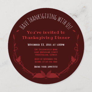 Convite Janto de Ação de Graças Sorrindo Bolo de Veludo Ve