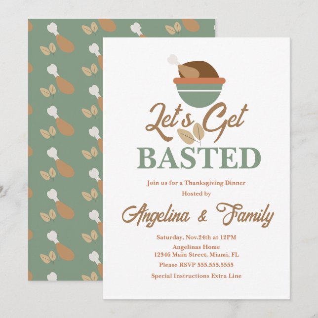 Convite Janto de Ação de Graças Vamos Tornar a Tigela Turc (Frente/Verso)