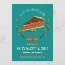 Convite Janto de Ação de Graças Virtual Feliz Pecan Pie Te