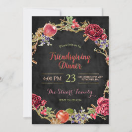 Convite Janto de Amizade Maçãs de Queda Rosas de Canela