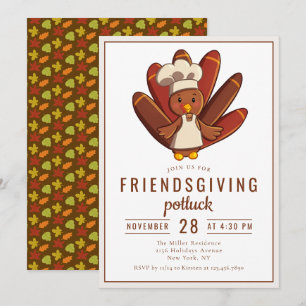 Convite Janto de Amizade Potluck Turkey Chef