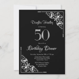 Convite Janto de aniversário 50 preto e branco