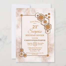 Convite Janto de aniversário de 21 anos de Surpresa Dourad
