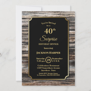 Convite Janto de aniversário de 40 anos da Rustic Wood Sur
