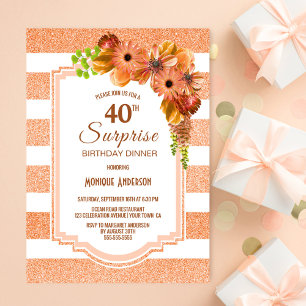 Convite Janto de aniversário de 40 anos surpresa Orange Fl
