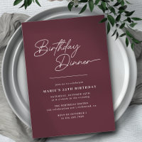 Janto de Aniversário do Burgundy Red Modern Simple