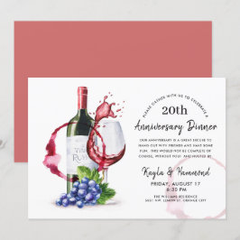 Convite Janto de Aniversário do Estilo de Vinho Vermelho O