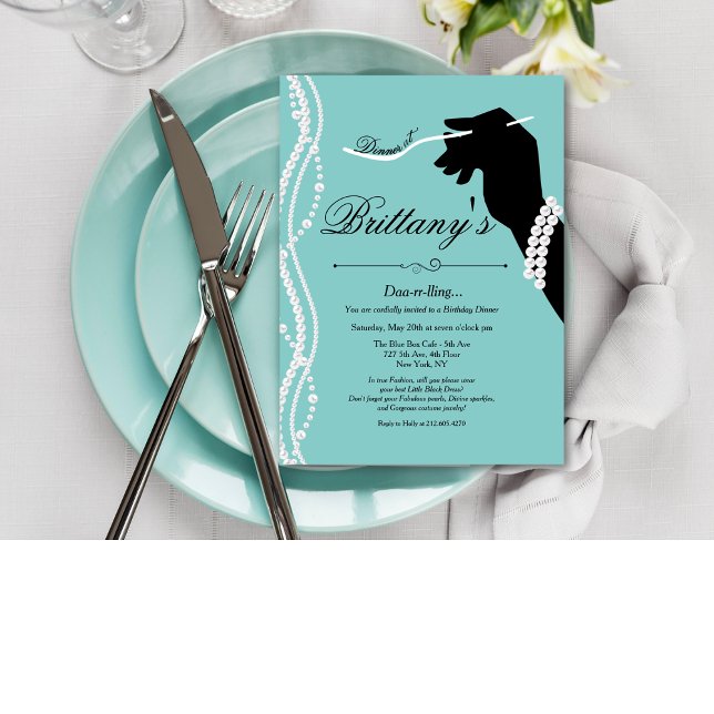 Convite Janto de Aniversário do Pequeno Vestido Azul Glam (Criador carregado)