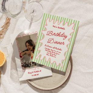 Convite Janto de Aniversário Fotográfico de Strips Colorid